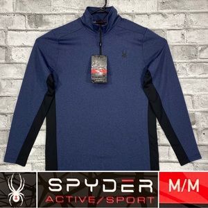 SPYDER Mens Size M Blue 1/4 Zip Wicking Lightweight Activewear Pullover Shirt